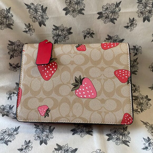 Coach Classic Monogram Strawberry Print Chain Crossbody Bag - Picture 4 of 14